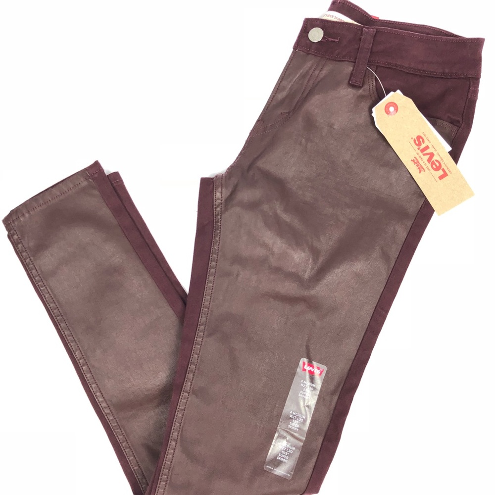 Levis 535 super skinny burgundy leather illusion